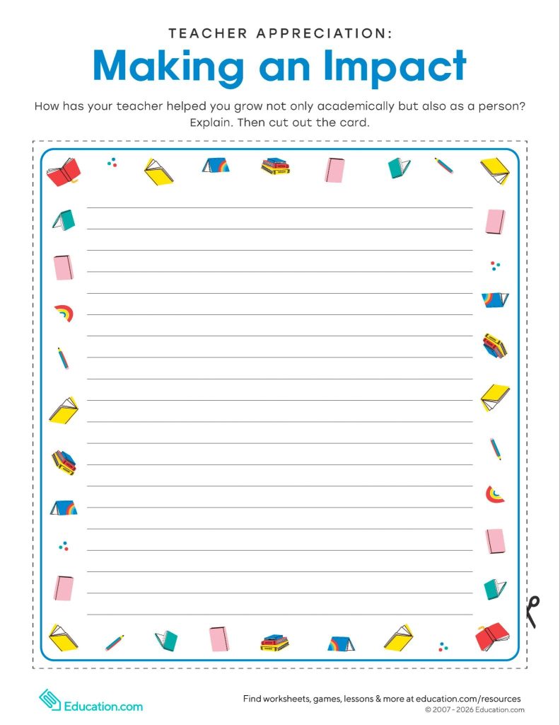 Teacher appreciation: Making an impact worksheet