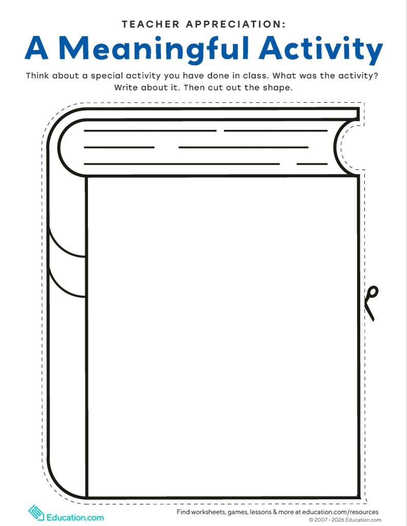 Teacher appreciation: A meaningful activity worksheet