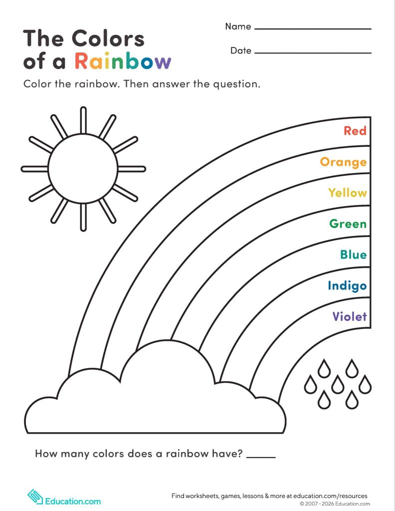 How many colors in a rainbow? worksheet